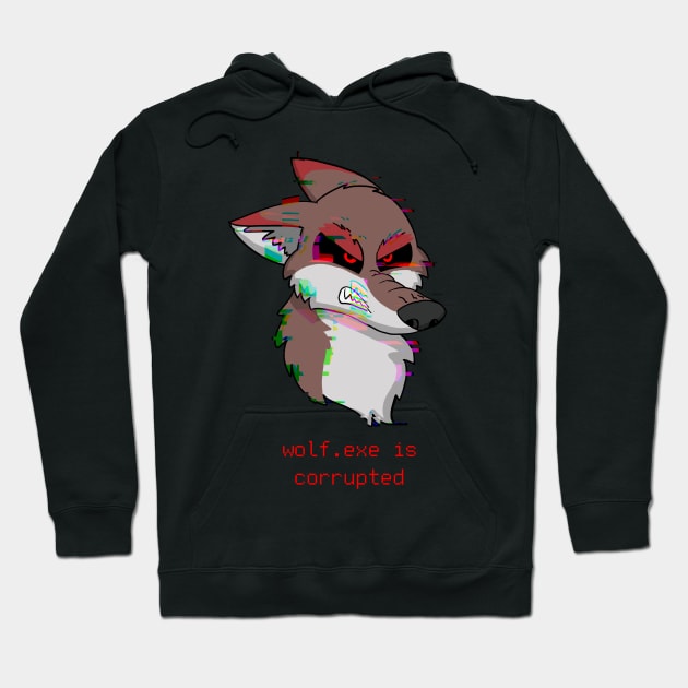 Wolf.exe Corrupted Hoodie by Tesla Philipson